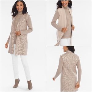 Chico's Tan Floral Cardigan Sweater